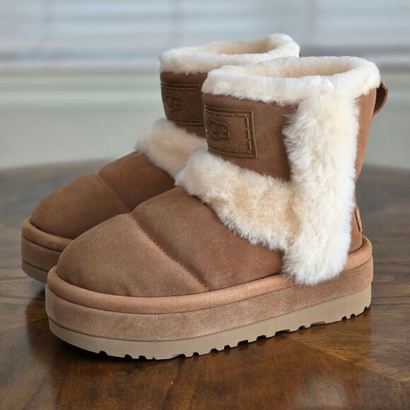 UGG Classic Chillapeak Chestnut Women's Boots Size 9 Suede Lamb Fur 1144046 New - Picture 2 of 14